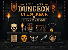 128 Dungeon Items Assetpack pixel art game asset
