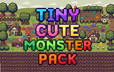 64 Tiny Pixelart Monsters (16x16) – asset pack