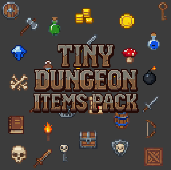 Tiny Dungeon Items Pack – 32 Assets (16x16) – asset pack