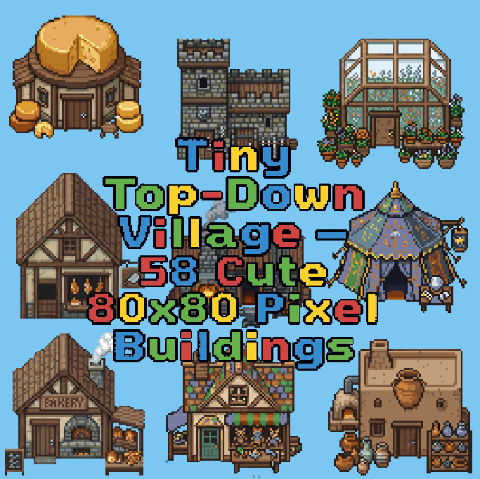 Tiny-Top-Down-Village-58-Buildings – asset pack