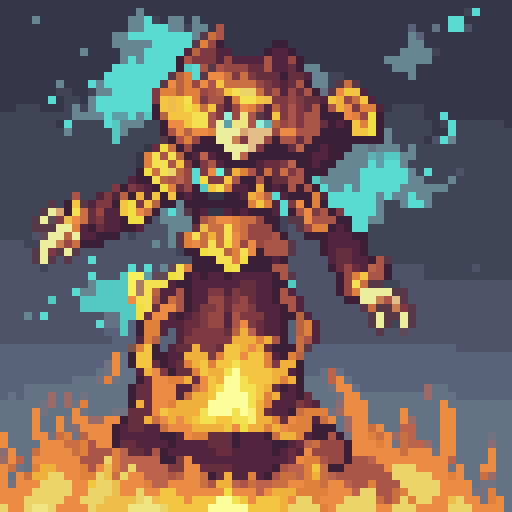 Fire Mage Vici – pixel art