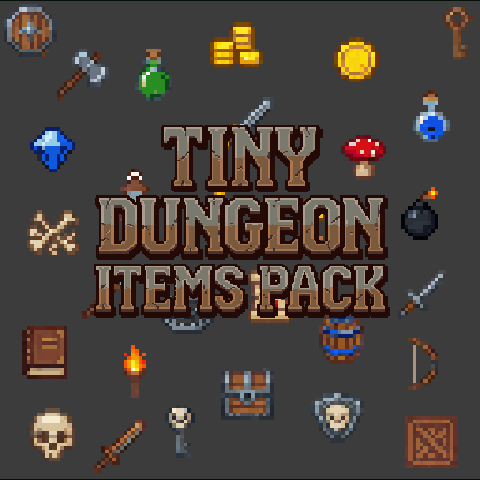 Tiny Dungeon Items Pack – 32 Assets (16x16)