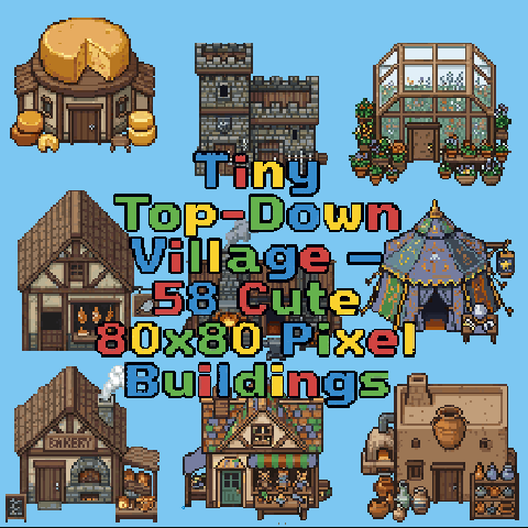 Tiny-Top-Down-Village-58-Buildings